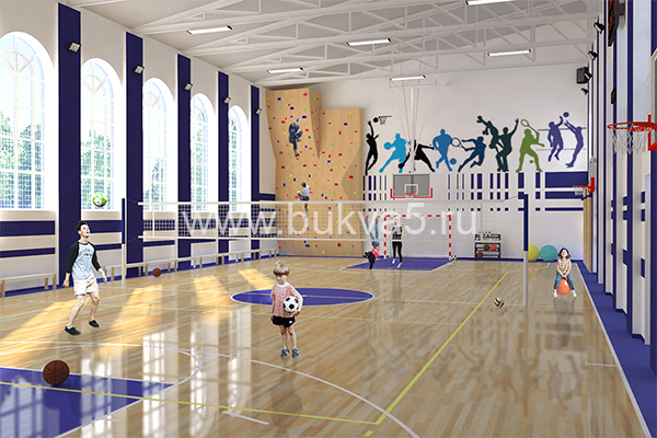 Покрытие стен в спортзале школы